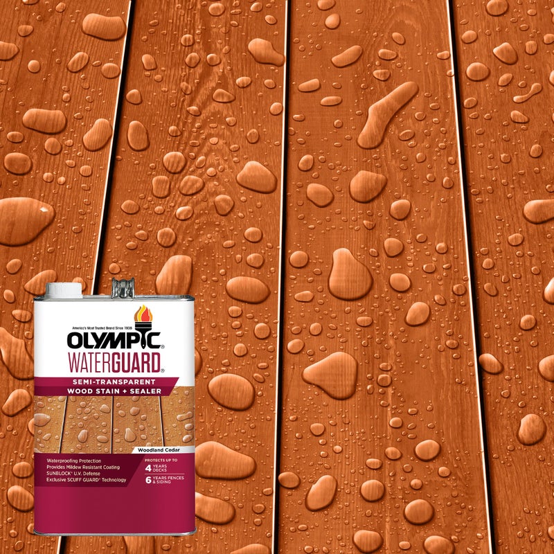 Olympic WaterGuard 1 gal. Woodland Cedar Semi-Transparent Wood Stain and Sealer - Image 1